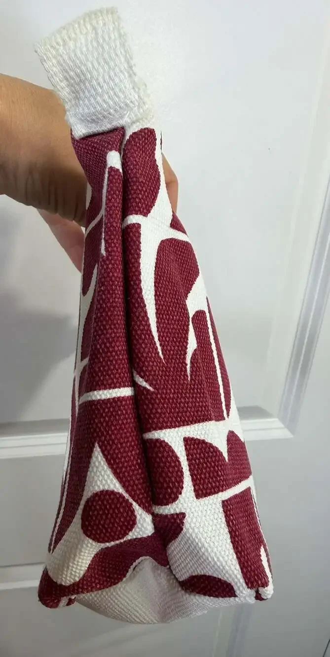 Vuori Canvas Tote Bag and Matching Zipper Pouch Set Burgundy White Geo Print